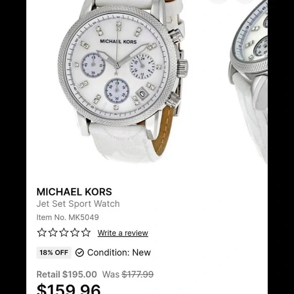 Michael Kors Jet Set Sports Mother of Pearl Dial Chrono Women's Watch EUC - Picture 9 of 10